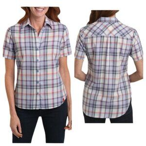 Dickies Shirt Crafted for Women Plaid Short Sleeve V Neck Women's MEDIUM WOMAN'S